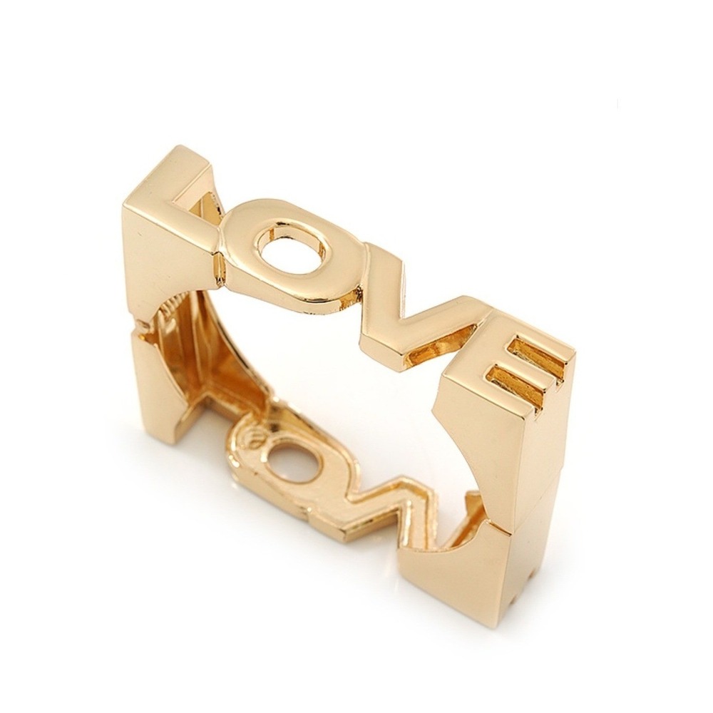 AVALAYA UK Gold Tone Square Love Hinge Bangle Bracelet Bold Cutout Cuff